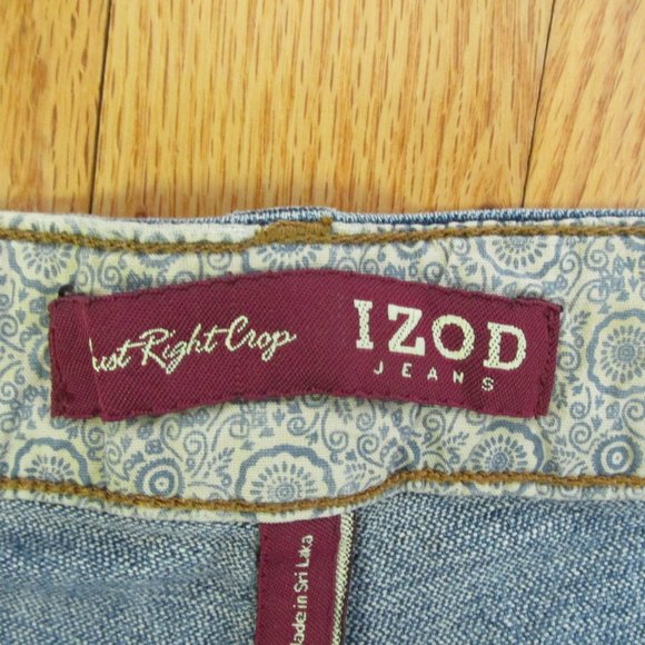 IZOD WOMEN'S SIZE 6 JEANS CAPRIS MED BLUE SLUB STRETCH DENIM JUST RIGHT CROPPED - Picture 8 of 11